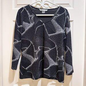 Vintage Peter Nygard Black Abstract Textured Top Futuristic Mob Wife Sz L